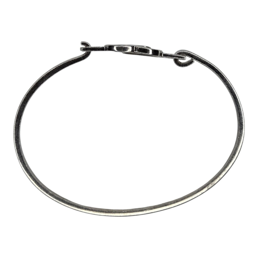 Heart Bangle Bracelet Sterling Silver 925 Diamond Accent - Picture 3 of 11